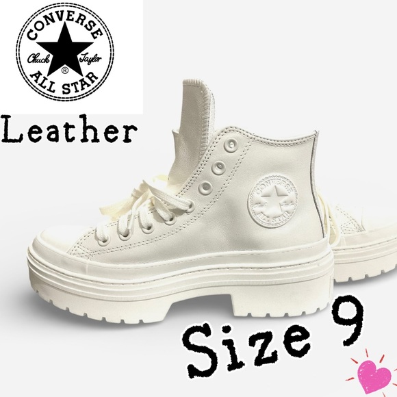 Converse All Stars Shoes - 🌸Chuck Taylor Women’s Leather Lugged  High Tops size 9